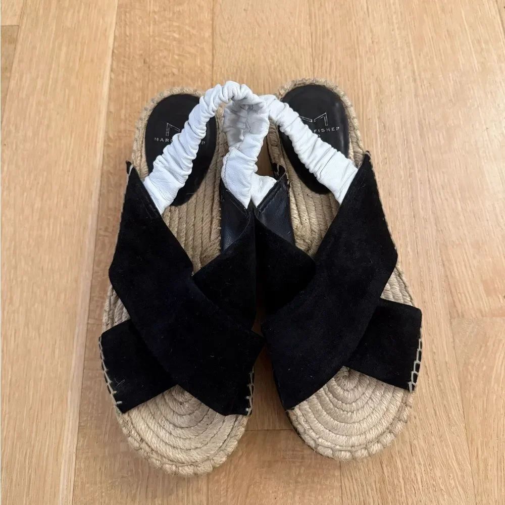 Marc Fisher Black and White Espadrille Sandals